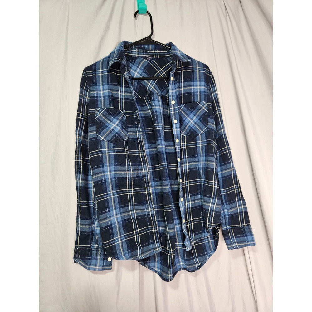 Aeropostale Y2K Women's Plaid Metallic Accent Long Sleeve Button Up Shirt, M